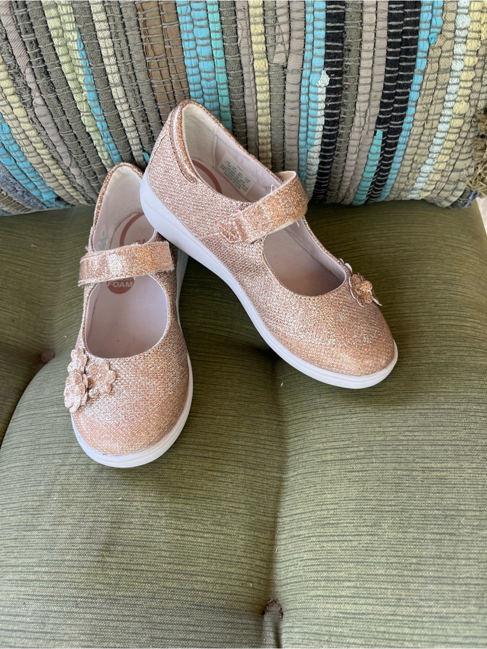 Stride Rite Velcro  Girls Sparkle Mary Jane Shoes The Holly  in Rose Gold